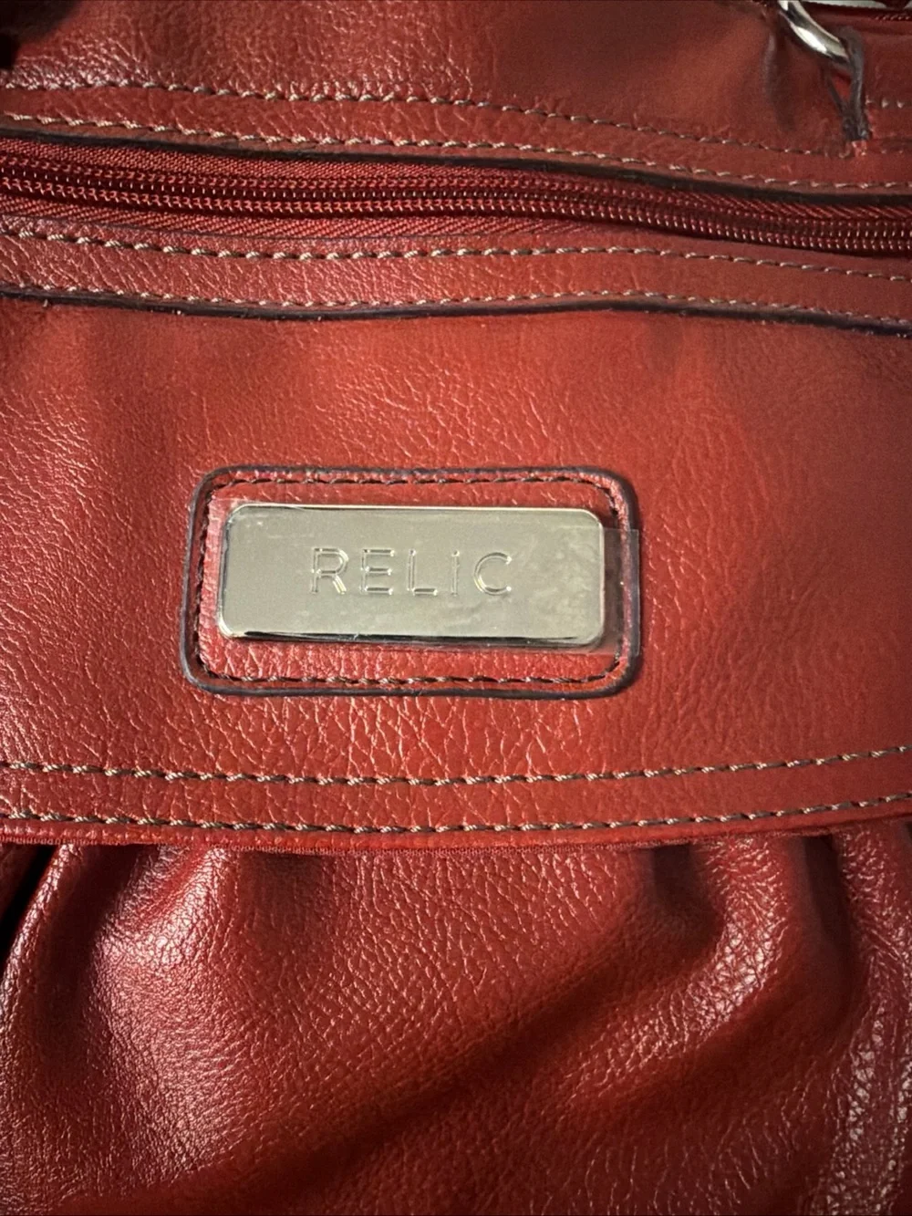 Relic Red Leather Shoulder Bag with Front Flap